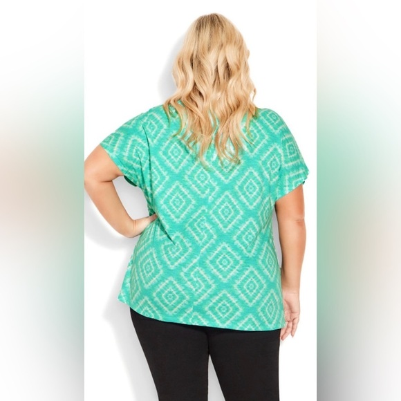 Avenue Anya Tie Front Top - Green Tie Dye Size 22/24 - Picture 2 of 6